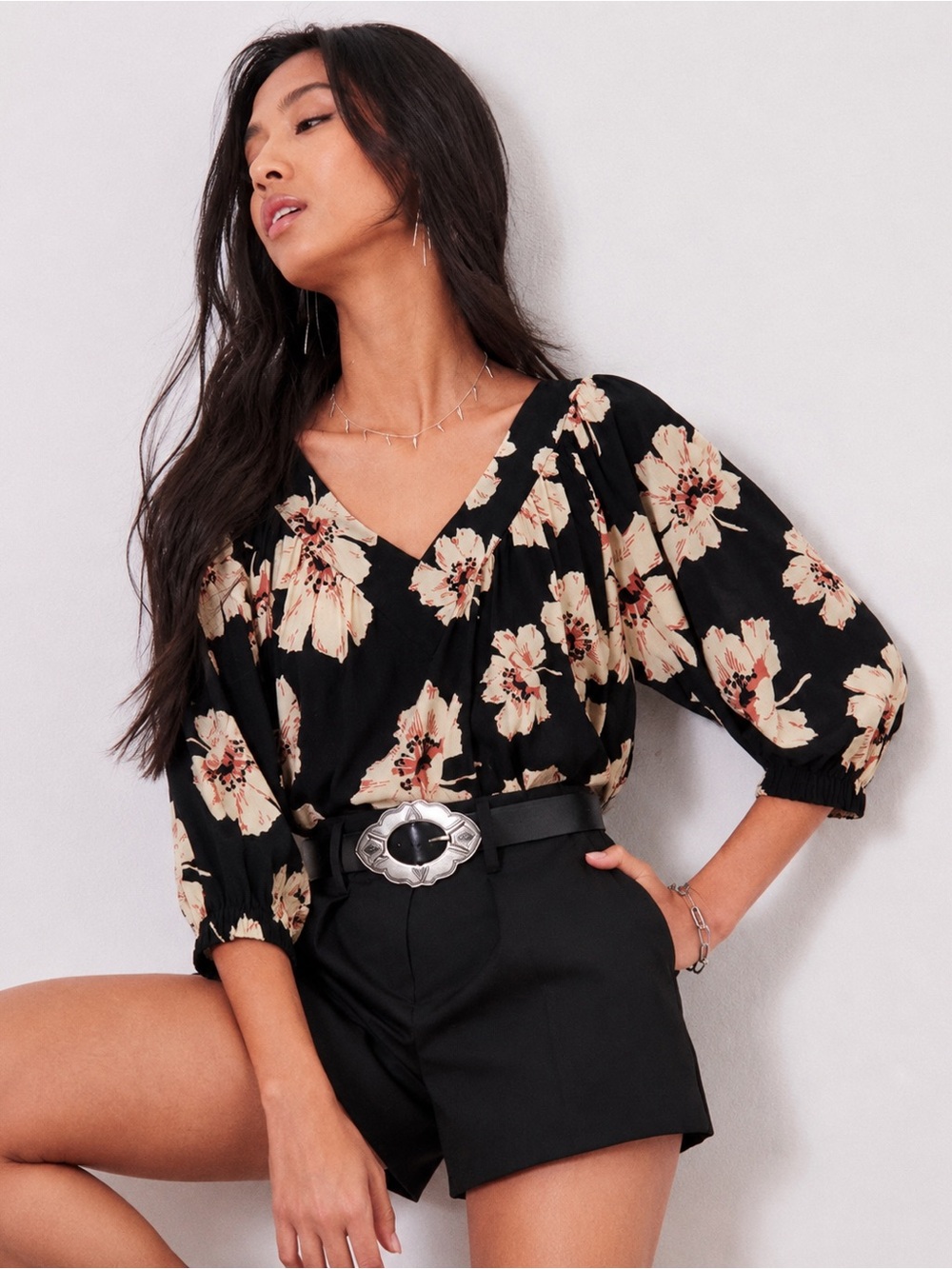 Ba&sh Kea Floral Top Black Size 0